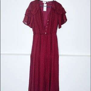 SALE🎉 Dark Red Polka Dot Fancy Jumpsuit